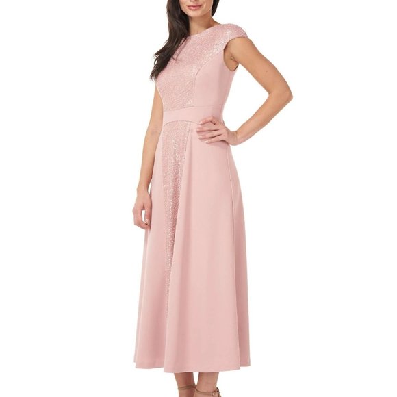 JS Collections Sequin & Crepe a-Line Dress in Blush - Size 10 - Picture 2 of 5